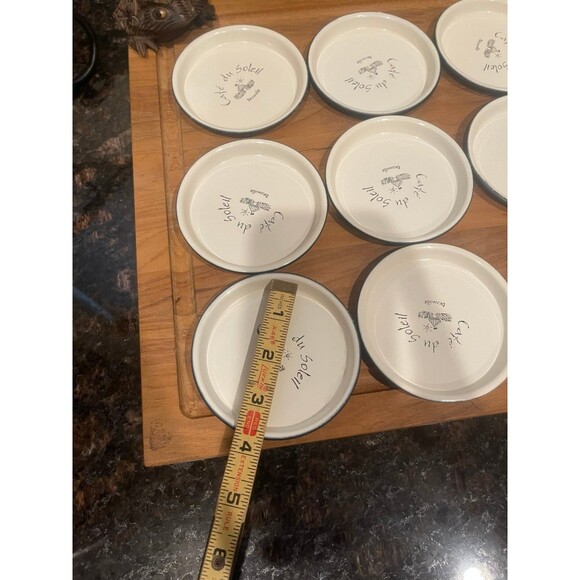 12 Enamelware Coasters “Cafe du Soleil” - Picture 6 of 10